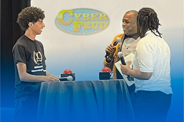 two highschool students competing in ncf program cyber feud two highschool students competing in ncf program cyber feud