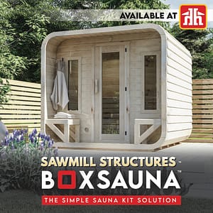 SKU # 3213-102 | BoxSauna™ 2’ Porch + with Harvia M3 Wood Heater